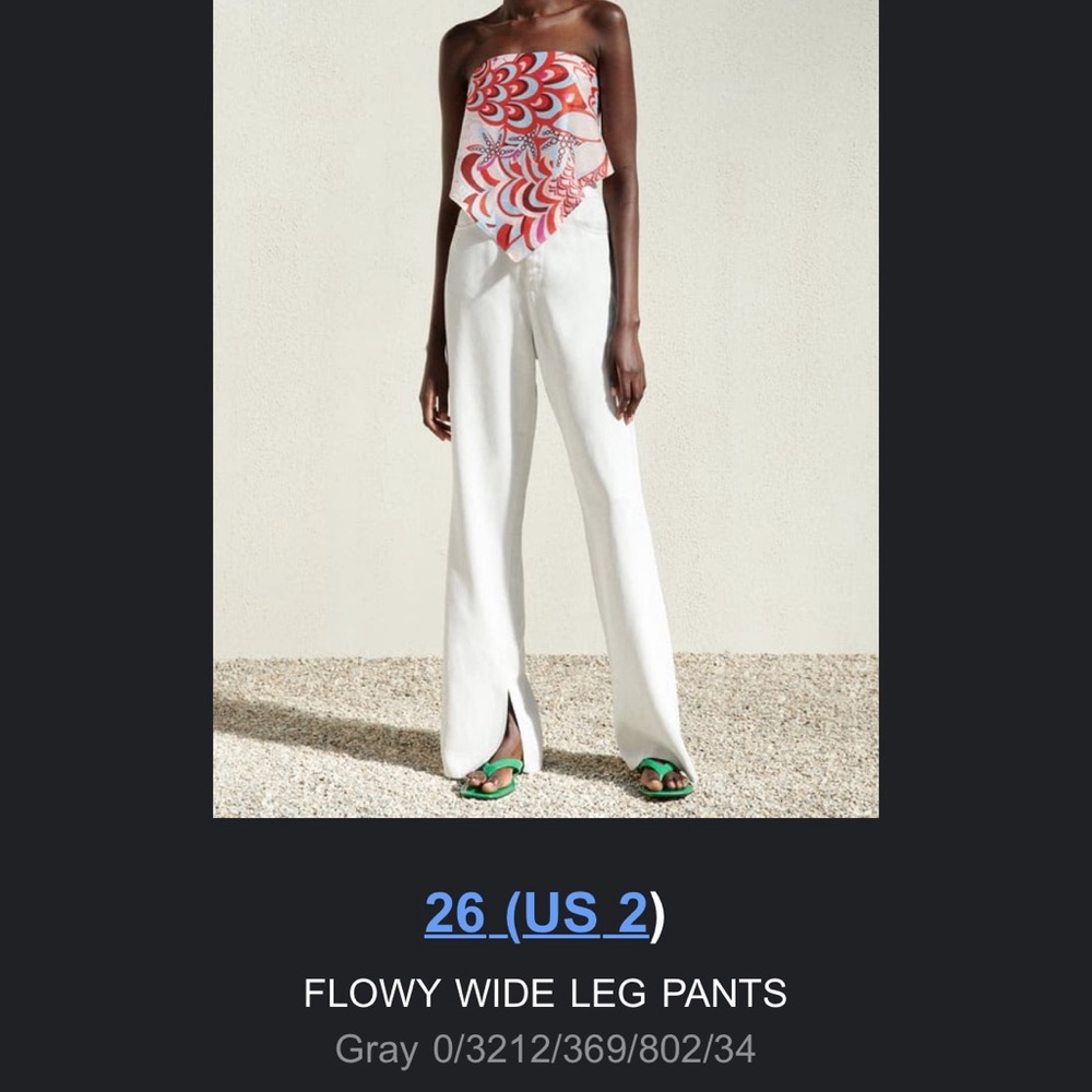 Zara gray flowy wide leg pants US 2